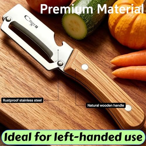 Maxjoy Vegetable Peeler, Stainless Steel Wooden Handle for Potato, Fruit
