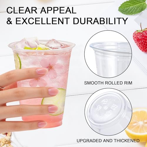 Lamosi 100 Pack 12 oz Clear Plastic Cups, Disposable Cups