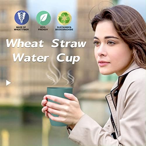 Wrova Wheat Straw Cups 6 PCS Good Alternative to Plastic Reusable Cups 20 oz Unbreakable Drinking Cup Reusable Dishwasher Safe Water Plastic Glasses Green