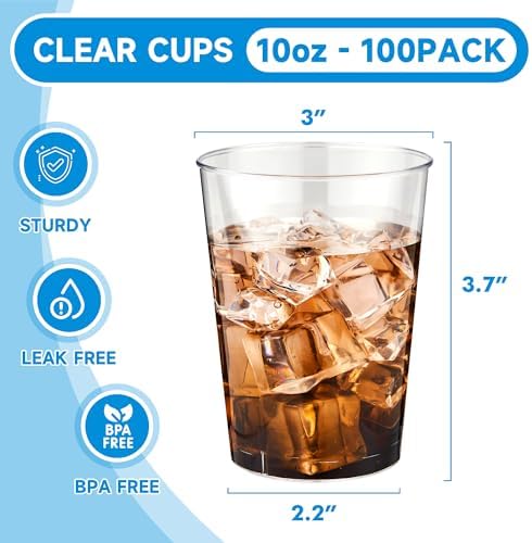 RACETOP 10 oz 100 Pack Disposable Plastic Cups