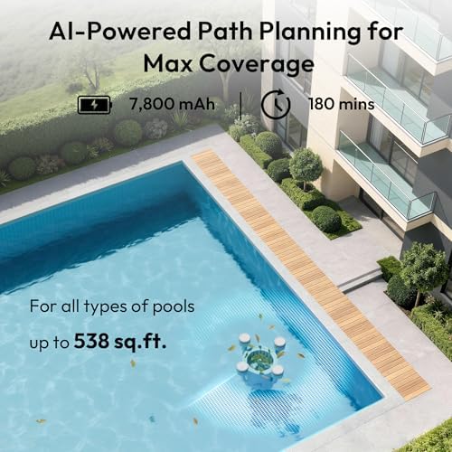 BUBLUE F10 Pool Surface Skimmer Robot,Robotic Pool Skimmer,Space White