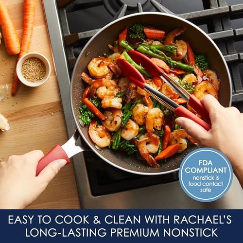 Rachael Ray Cook + Create Nonstick Stir Fry Pan/Wok, 10.5 Inch, Red
