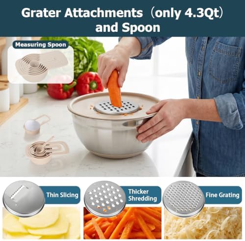 Stainless Steel Mixing Bowl Set with Lids, Non-Slip Silicone Base