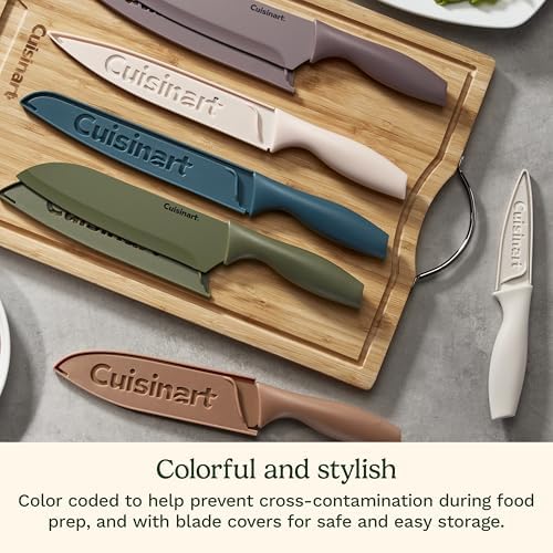 Cuisinart Advantage 12-Piece Kitchen Knife Set, Professional-Quality Nonstick Coated Stainless Steel Knives with Covers, Nonstick Color Coating for Easy Slicing, Ergonomic Handles, G1022-12M