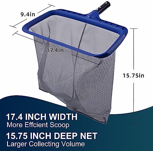 POOLAZA Pool Skimmer Net, Deep Net with Reinforced Frame & Easy Scoop Edge