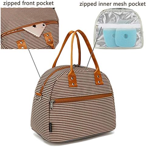 FlowFly Insulated Lunch Bag With Shoulder Strap for Women, Men, and Kids, Large and Reusable, Handle, Freezable Work and School Travel Tote and Meal Prep Organizer,Coffee