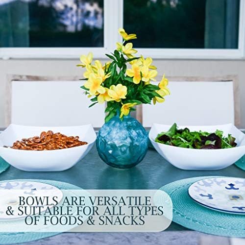 PLASTICPRO Disposable 128 ounce Square Serving Bowls, Party Snack or Salad Bowl, Extra Large Plastic Elegant White Pack of 12