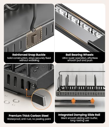 Pots and Pans Organizer Under Cabinet, 10 Dividers Pull Out Lid Organizer