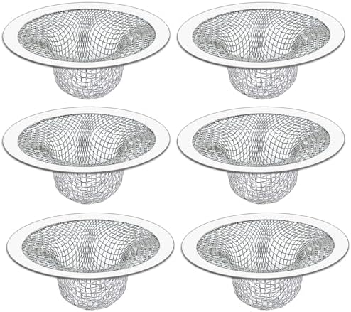Seatery 2.75" Top / 1.0" Basket Bathtub Drain Strainers, Bathroom Sink Strainers, Shower Drain Hair Catcher, Drain Strainer for Laundry, Mop Pool, Utility, Slop, RV Sink, Stainless Steel, Pack-6