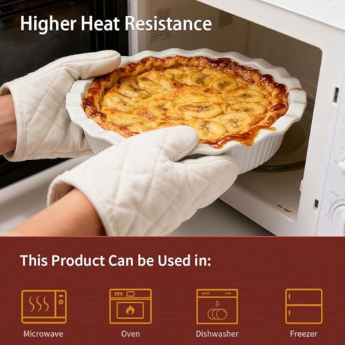 WishDeco Ceramic Pie Pan for Baking 9 Inch, Deep Round Pie Dish 50 oz