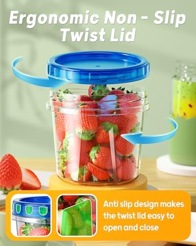 BiuLeon 12 Pack-24 oz Freezer Storage Containers, Airtight Twist Top Lids Food Containers for Soup Leftover Lunch Fruit Salad,BPA Free, Reusable, Stackable