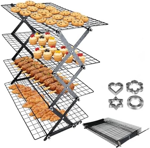 4 Tier Collapsible Cooling Rack for Baking, Tiered & Stackable