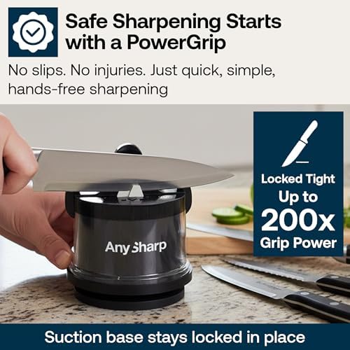 AnySharp – Pro – Easy to Use, Hands Free Knife Sharpener - Purple (UV)