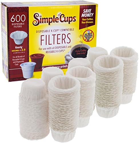 Disposable Paper Coffee Filters 600 count - Compatible with Keurig, K-Cup machines & other Single Serve Coffee Brewer Reusable K Cups - Use Your Own Coffee & Make Your Own Pods - Works with All Brands