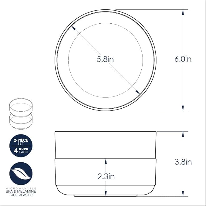 Nordic Ware Soup or Salad Bowl, Set of 2, White, Microwave Safe Polypropylene