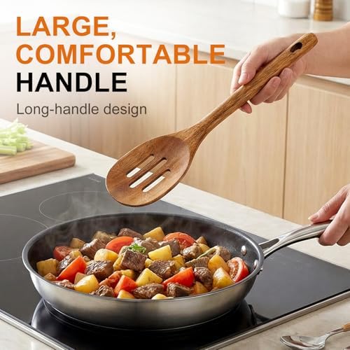 Acacia Wood Kitchen Utensils Set Non Toxic Wooden Spoon for Cooking Spatula