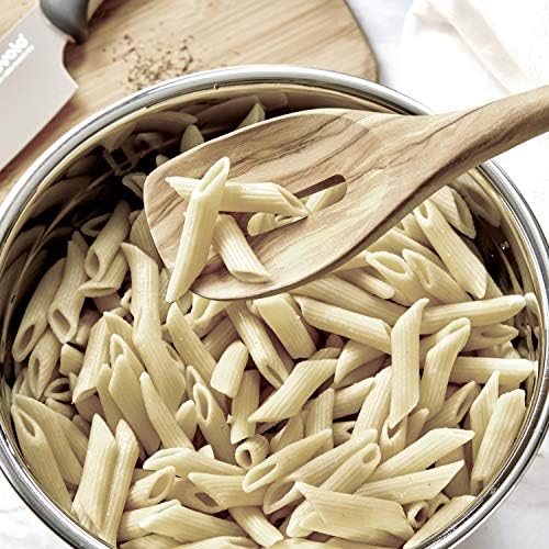 Tovolo Slotted Wooden Spoon, Olivewood Kitchen Utensil for Cooking & Serving, Natural Wood Spoodle with Comfortable Grip, Heat-Resistant Nonstick Safe, Durable Stirring Tool