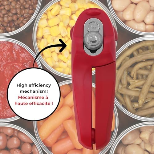 Starfrit MightiCan Can Opener, Safe Smooth-Cut, Comfort Grip, Blue