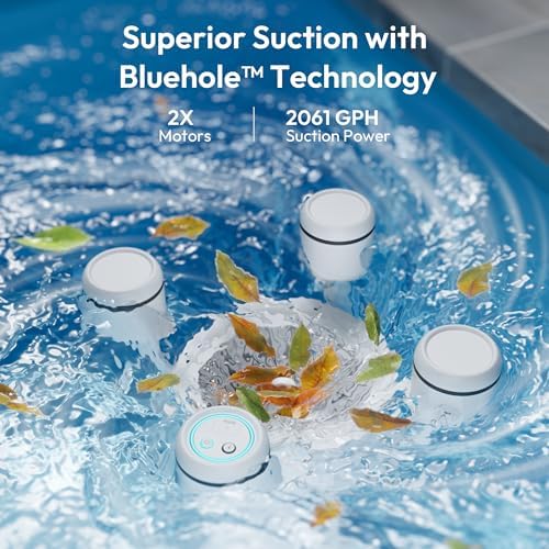 BUBLUE F10 Pool Surface Skimmer Robot,Robotic Pool Skimmer,Space White