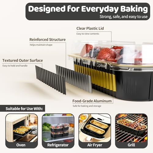 100 Pack Mini Loaf Pans with Lids and Spoons, 6.8oz Mini Cake Pans for Baking, Disposable Rectangle Aluminum Foil Small Loaf Baking Pans Cake Tins, Individual Small Cake Containers with Sticker, Black