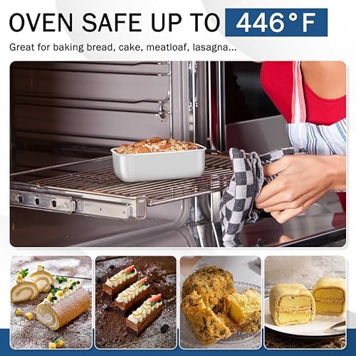 TeamFar Mini Loaf Pan, 3 PCS Stainless Steel Loaf Pans for Baking Bread