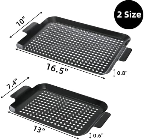 Covzoe 2 Pack Grill Pans, Nonstick Grill Topper for Outdoor Grill