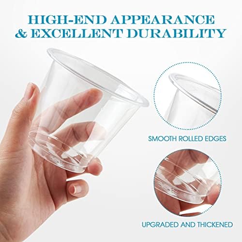Turbo Bee 50 Pack 9 oz Clear Plastic Cups, Drinking Cups Disposable, Punch Plastic Party Cup for Wine, Juice, Iced Coffee and Cold Beverage