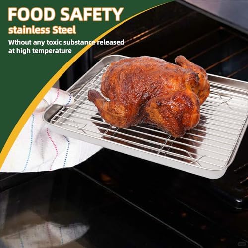 4 PCS Stainless Steel Baking Sheet Set 10/12/16 Inch with Cooling Rack