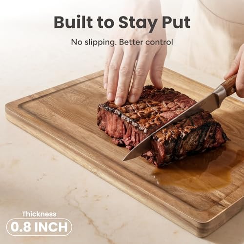 SMIRLY Cutting Boards for Kitchen, 3 Piece Acacia Cutting Board with Stand