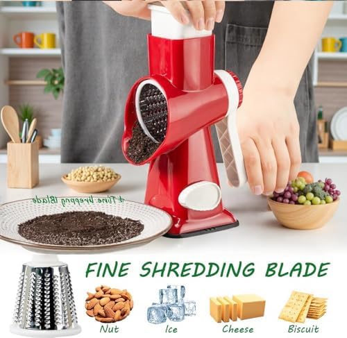 Cheese Grater with Handle,Multifunctional Rotary Cheese Grater