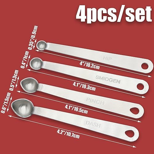 Luomorgo 4 Pcs/Set Measuring Spoons, Stainless Steel Tablespoons