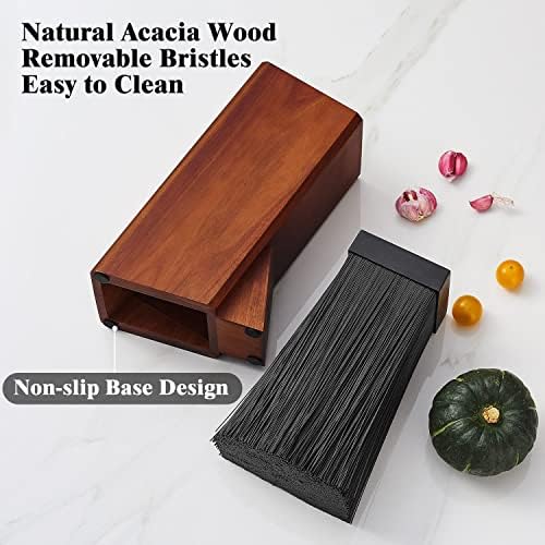 Universal Knife Block Without Knives, Acacia Wood Countertop Knife Holder
