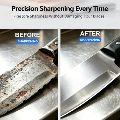 Knife Sharpener Electric, Professional 3-Stage 100% Diamond Sharpening System with 15° Precision Angle, Fast Blade Restoration, Polishing, Repair & Edge Refining & Outdoor Knives