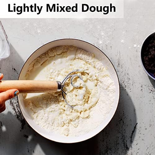 Danish Dough Whisk, Sourdough Tools For Bread Mixer,Sourdough Starter Kit, Dutch Style Bread Whisk For Sourdough Cooking Kitchen with Stainless Steel Danish Sourdough Whisks13" and Dough Scraper