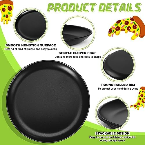 P&P CHEF Pizza Pan Set of 2, 13.5 Inch Stainless Steel Pizza Tray, Black