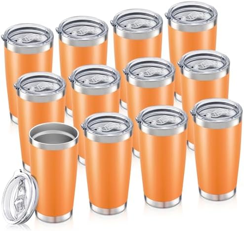 20oz Tumbler Bulk with Lid Stainless Steel Tumblers, 12 Pack