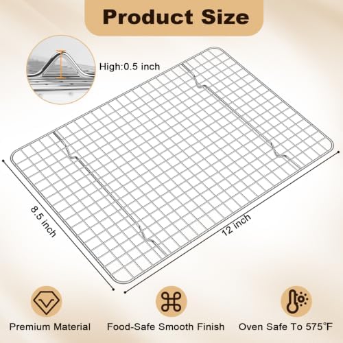 Briout 2PCS Cooling Racks for Cooking and Baking,8.5" x12" Wire Rack,Silver