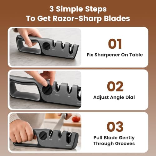 Newise Knife Sharpener with Adjustable Angle 12°-24°