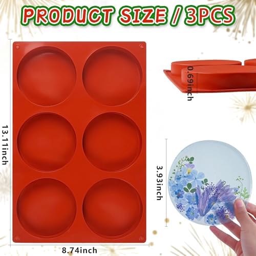 4Inch Round Silicone Mold for Baking, 3Pcs Silicone Muffin Top Pans for Baking Muffin Top, Whoopie Pie, Sandwiches, Hamburger (3Pcs(0.78Inch Deep))
