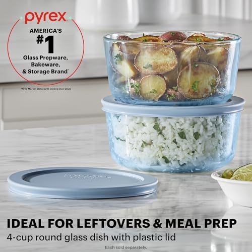 Pyrex Colors Tinted (4 Cup) Medium Round Food Storage Container