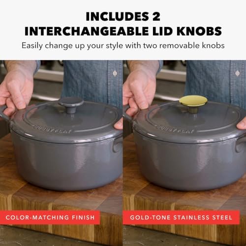 GreenPan x Bobby Flay 5.5QT Enameled Cast Iron Dutch Oven With Lid, Slate