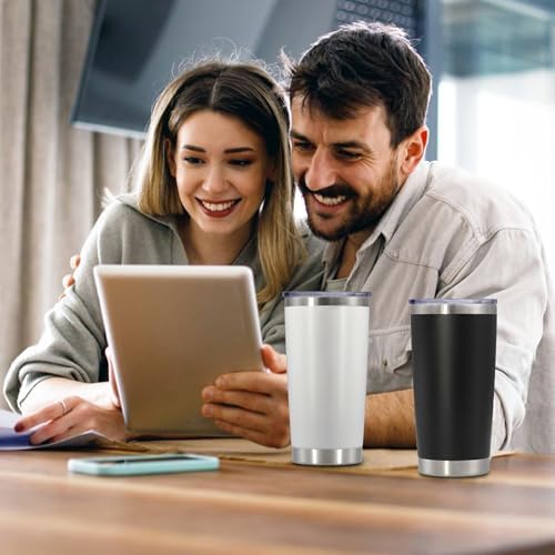 20 oz Tumbler Insulated Tumblers Stainless Steel Coffee Mug,Black 6PCS