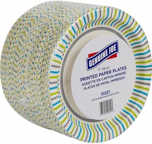 Genuine Joe Printed Paper Plates, 7" (Pack of 125)
