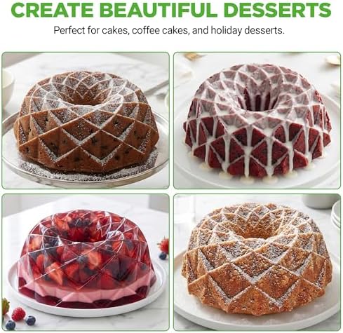 NutriChef 9-Inch Cake Pan - 9 Cups Nonstick Heavy Cast Aluminum Cake Mold for Baking - French Wreath Design for Uniform Baking - Easy to Clean, Gold