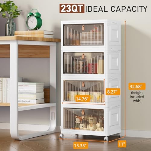 Wise Oannes Closet Organizers and storage with Wheels, 23QT White