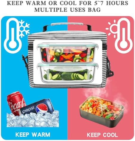 ONFAON Lunch Bag for Women, Insulated Reusable Lunch Box Leakproof Cooler Tote Bag Freezable with Adjustable Shoulder Strap for Office Work Picnic Beach