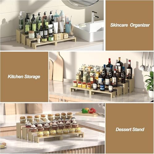 4 Set Wooden Tiered Risers Display Stands for Vendor Events,Stackable Wood Cupcake Display Stand,Farmhouse Decor Wood Dessert Table Display Set,Vendor Booth Display Items,Food Display Risers for Party