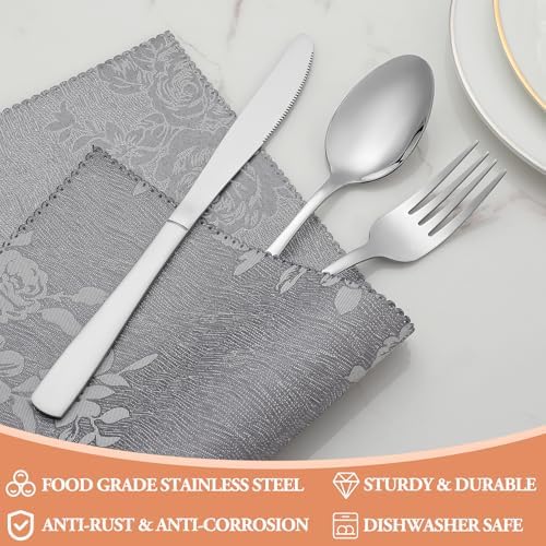 20 Pcs Silverware Set, Stainless Steel Flatware Set for 4, Food-Grade Cutlery Set, Mirror Polished Tableware Eating Utensils Set for Home Kitchen, Include Knife Fork Spoon Set, Dishwasher Safe