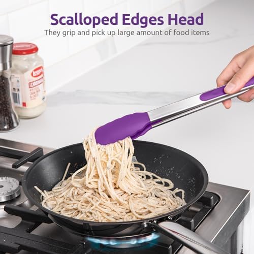U-Taste Kitchen Tong for Cooking, 600ºF Heat-Resistant Silicon, 2Pcs/Purple