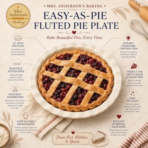 Mrs. Anderson's Baking Easy-As-Pie Fluted Pie Plate, 9.5-Inch